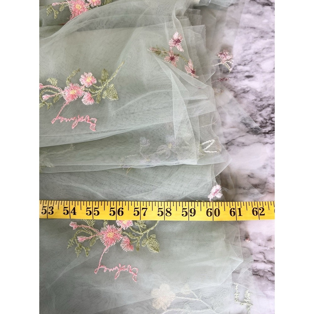 Green Floral Midi Dress with Sheer Puff Sleeves - Picture 8 of 12